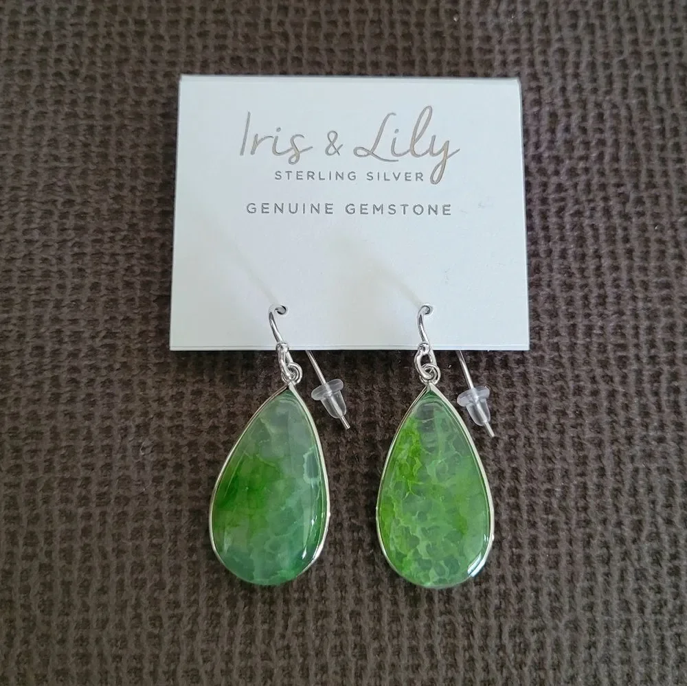 Iris & Lily Moss Green💚 Agate Earrings